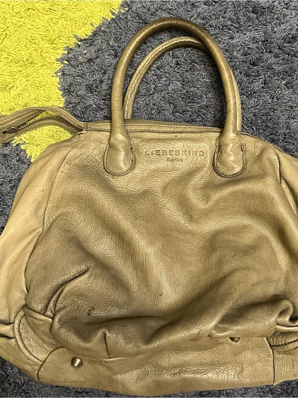Liebeskind Berlin Taupe Gray Soft Leather Satchel Tote Bag Handbag
